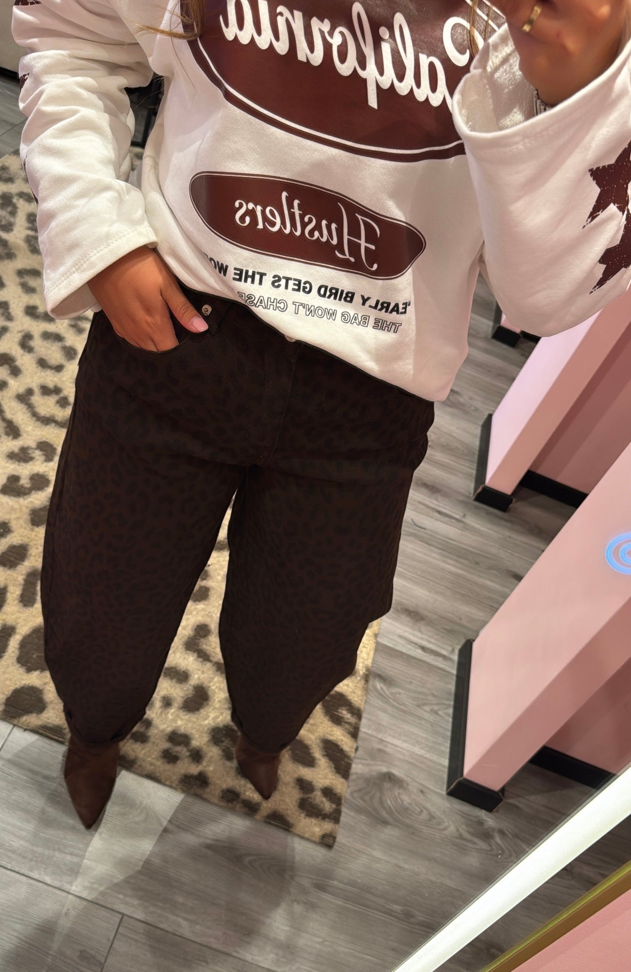 Leopard Balloon Fit Jeans Bruin 9325