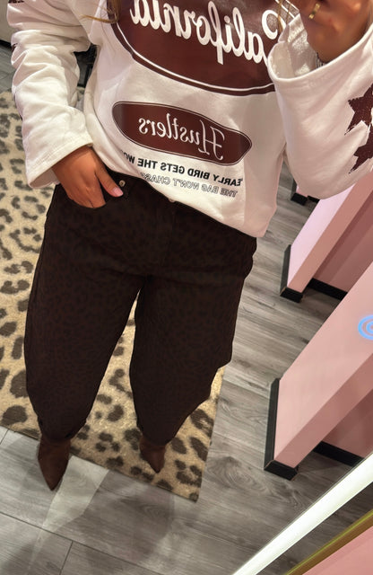 Leopard Balloon Fit Jeans Bruin 9325