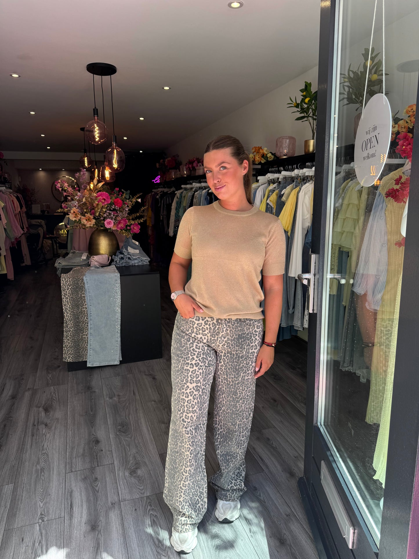 Leopard Wide Leg Jeans