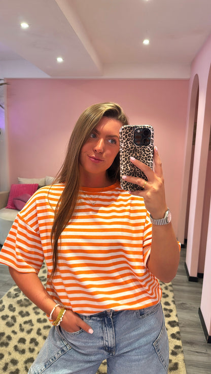 Stripe T-Shirt Oranje/Wit