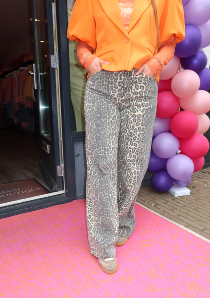 Leopard Wide Leg Jeans