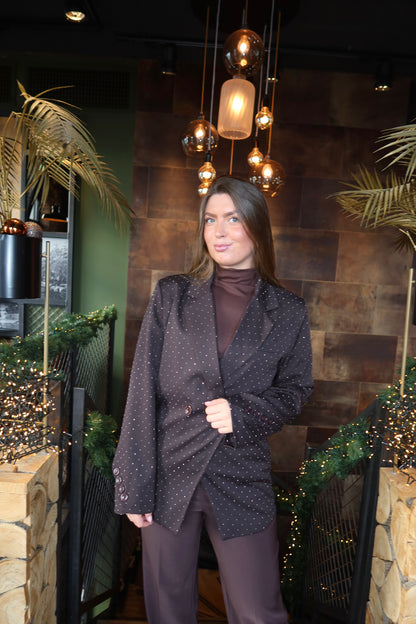 Blazer Met Strass Bruin