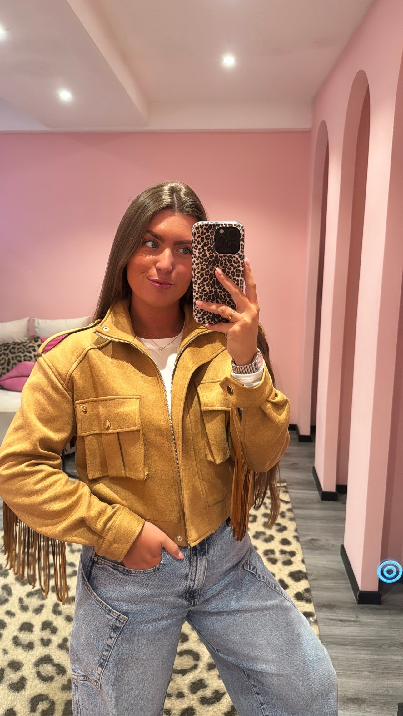 Ambika Fringe Jasje Cognac