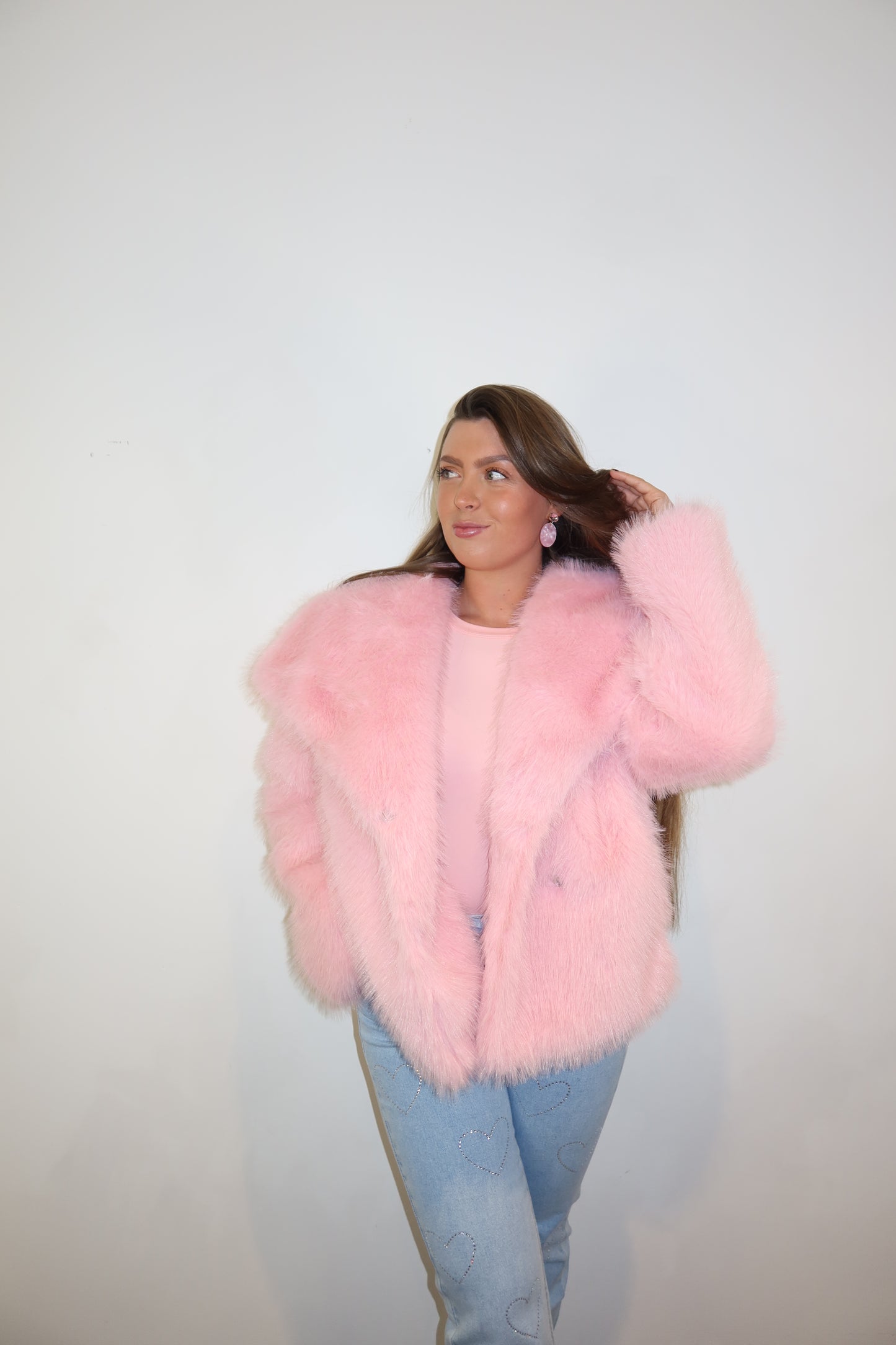 Faux Fur Coat Roze