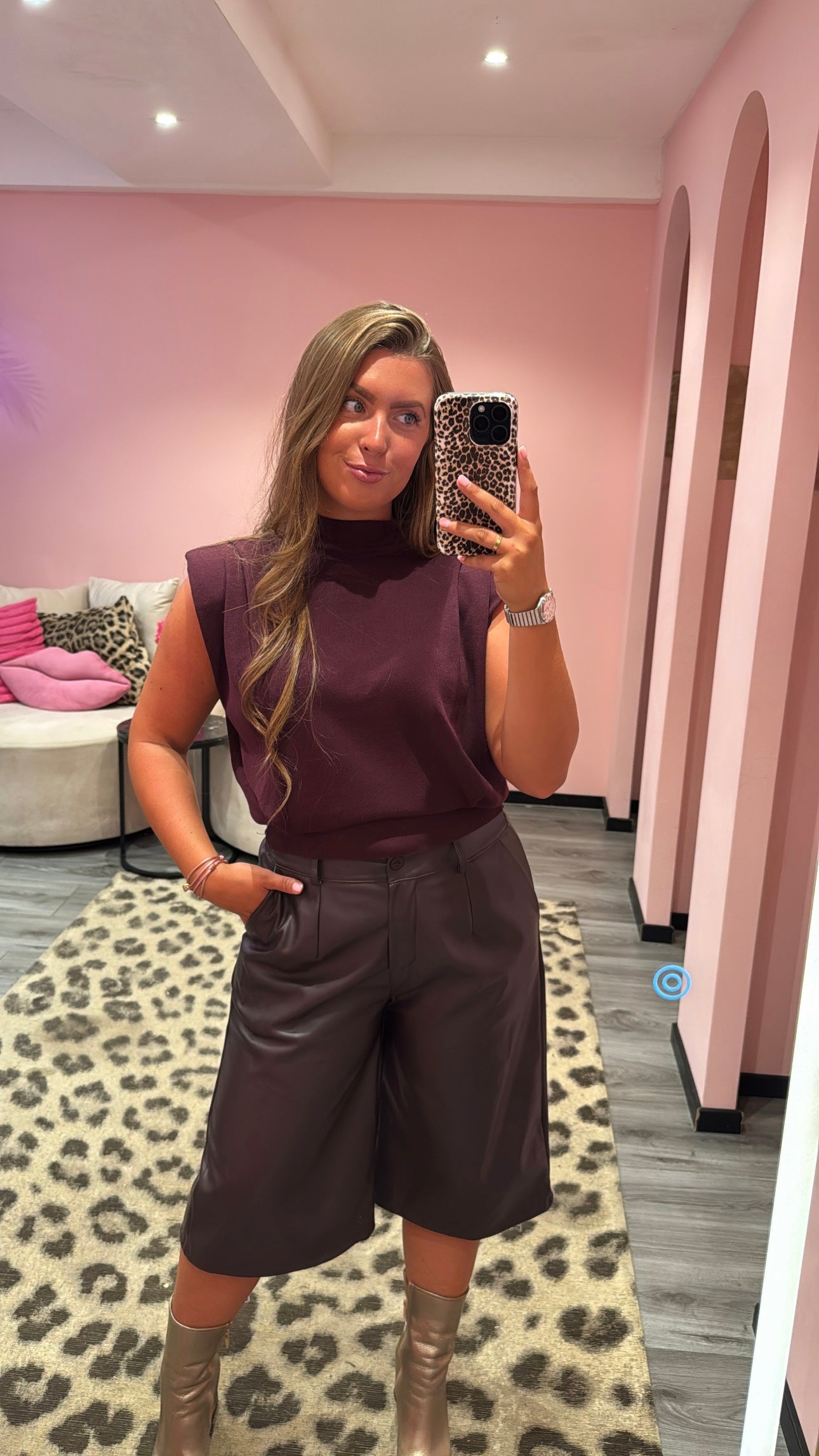 Lola Leatherlook Jort Bordeaux/Aubergine