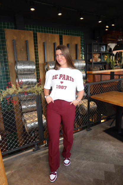 Ambika Paris T-Shirt Wit/Bordeaux