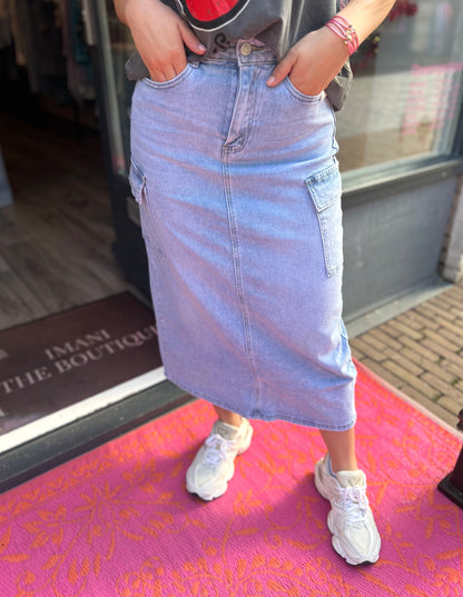 Cargo Denim Skirt 6519