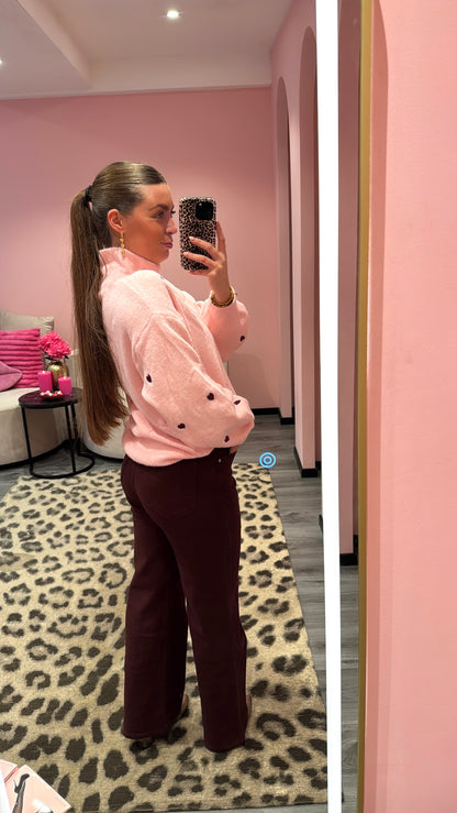 Wide Leg Jeans Bordeaux 0128