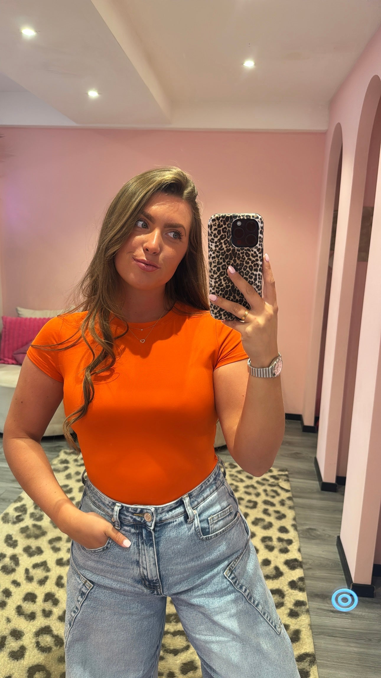 Stretchy Body Korte Mouw Oranje