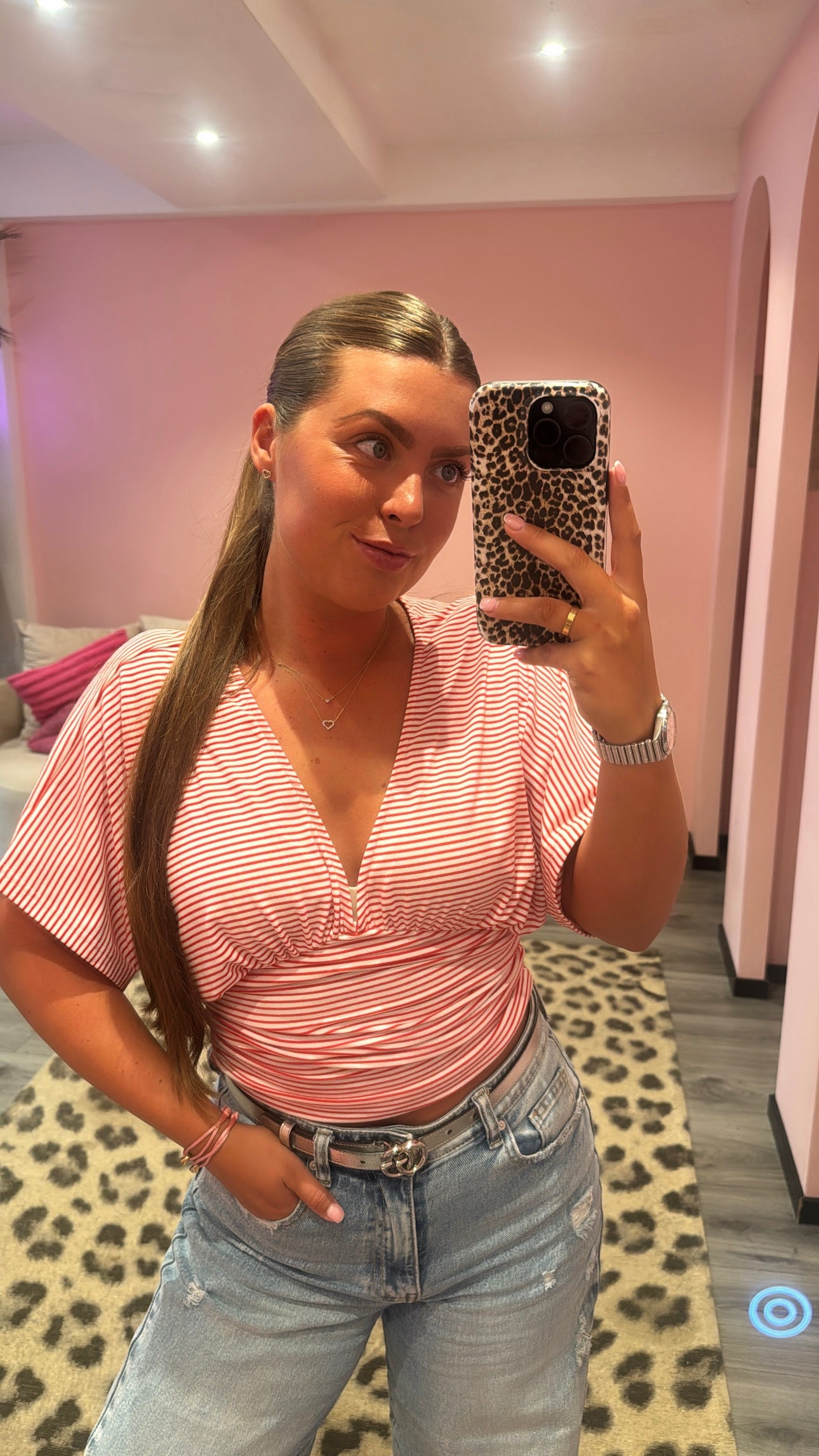 Riviera Stripe Top Rood/Wit