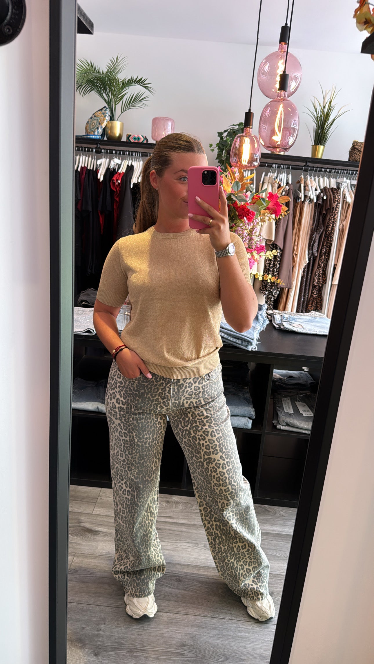 Leopard Wide Leg Jeans