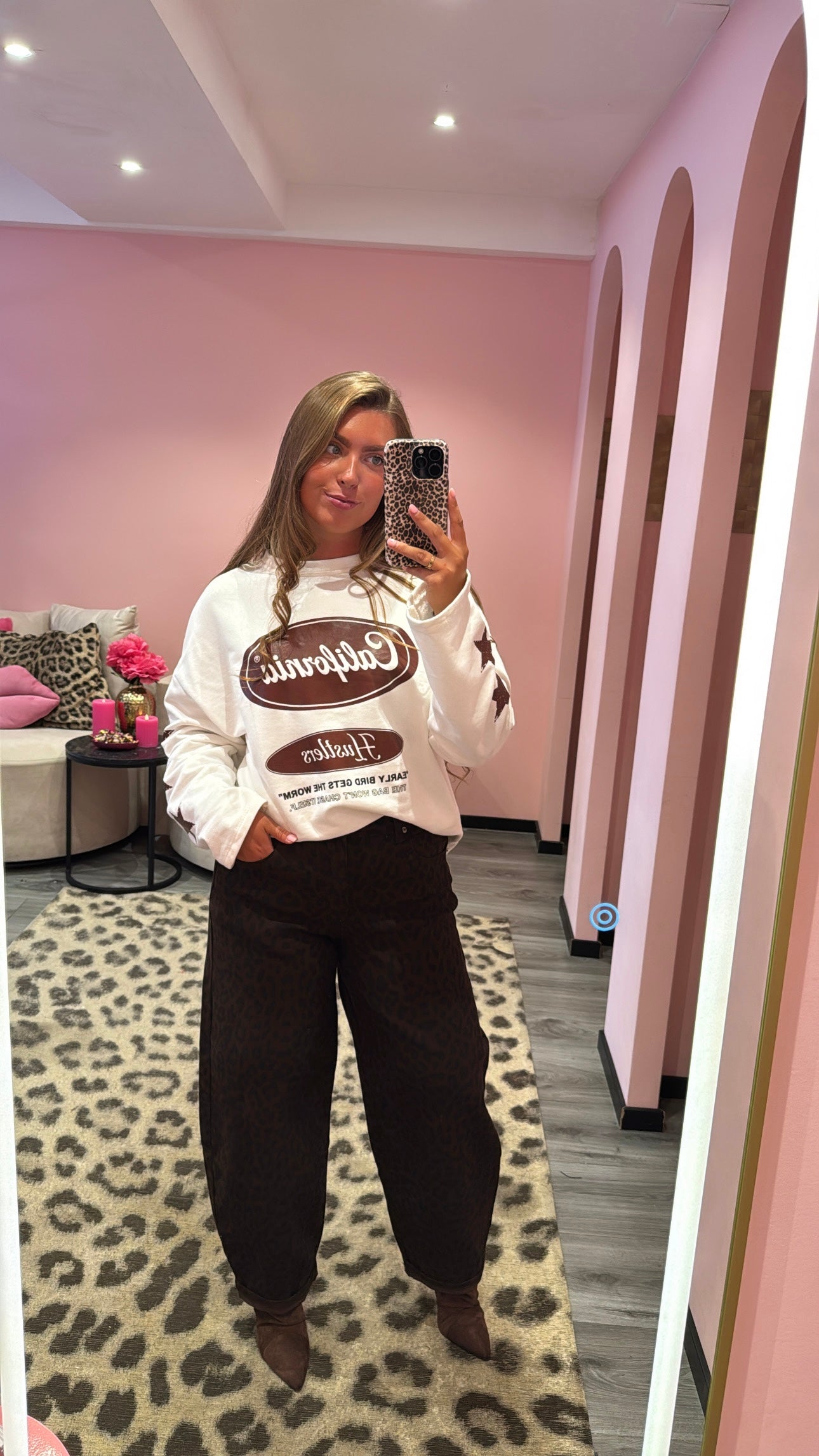 Leopard Balloon Fit Jeans Bruin 9325