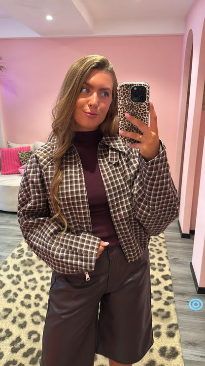 Checkered Bomber Bruin/Roze