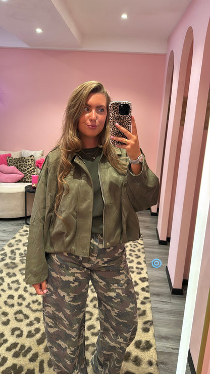 Sage Suedine Jacket Army Groen