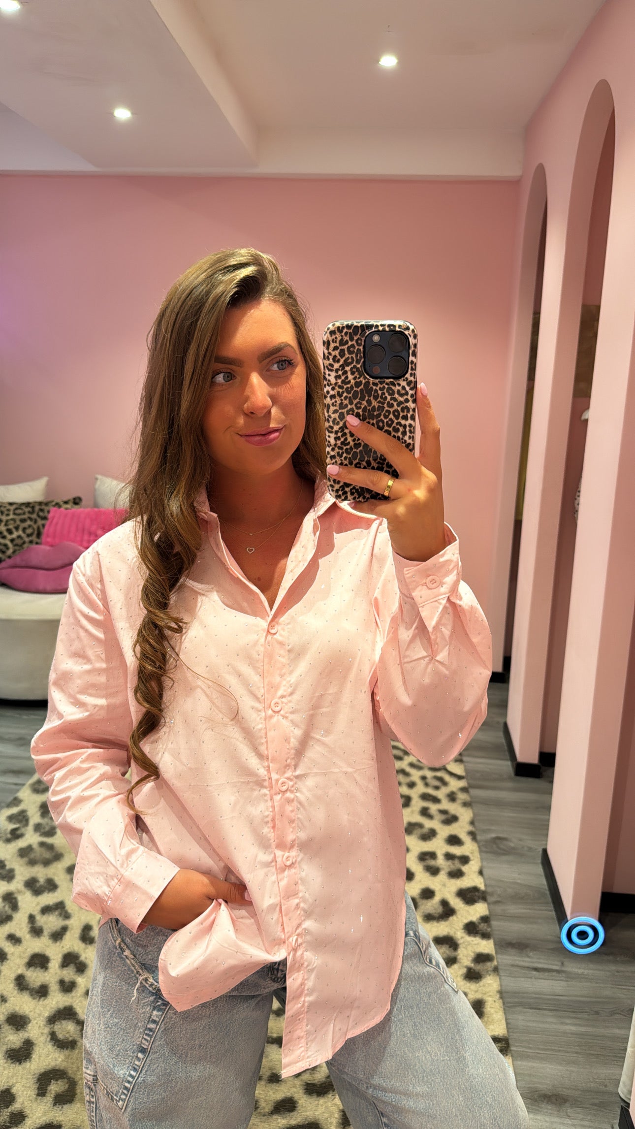 Strass Blouse Licht Roze