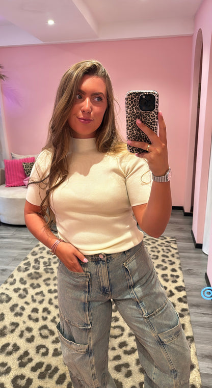 Nina Soft Turtleneck Top Crème