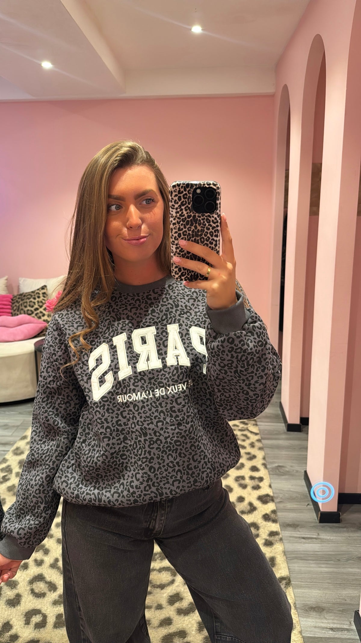 Paris Leopard Sweater Grijs 64501