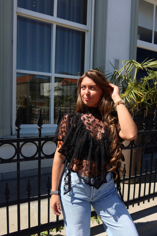 Boho Chic Lace Top Zwart