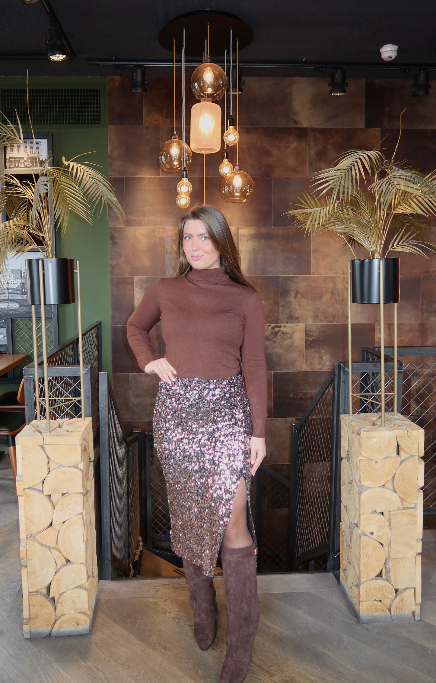 Paillet Rok Lang Bruin