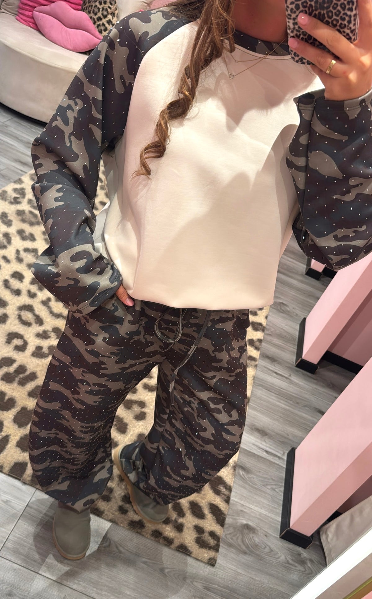 Comfy Chic Set Camouflage Strass