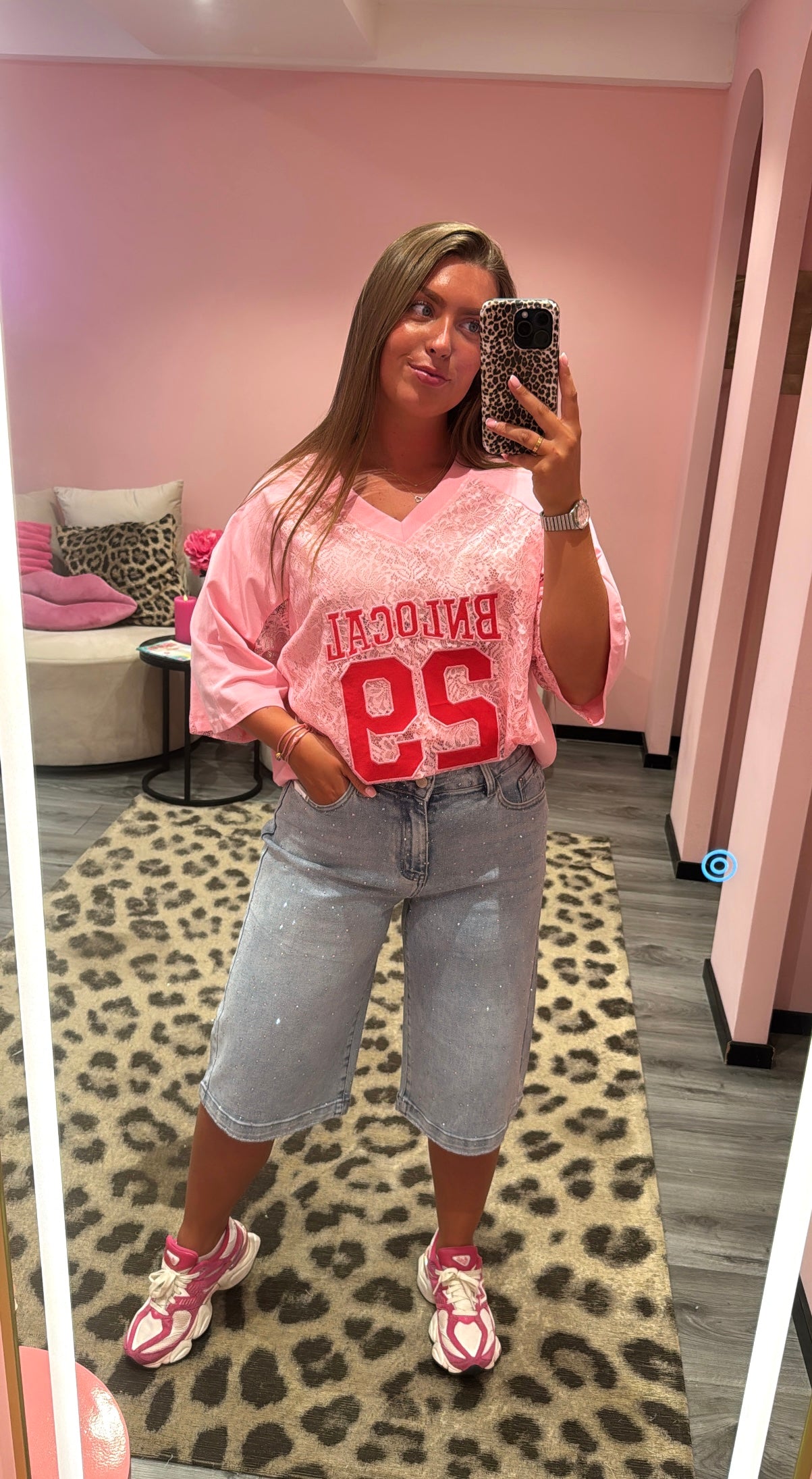 Baseball Lace Top Roze