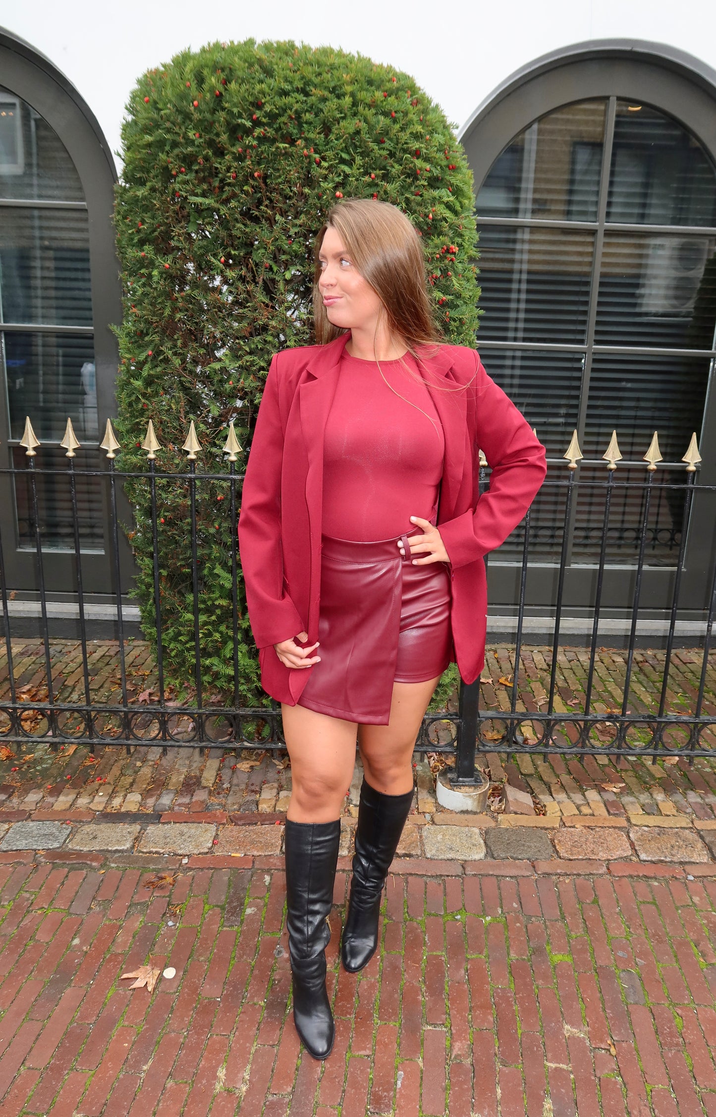 Vegan Leather Skort Bordeaux