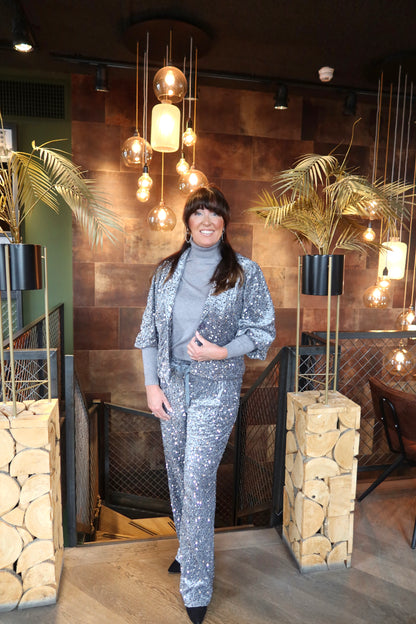 Ambika Velvet Paillet Broek Zilver