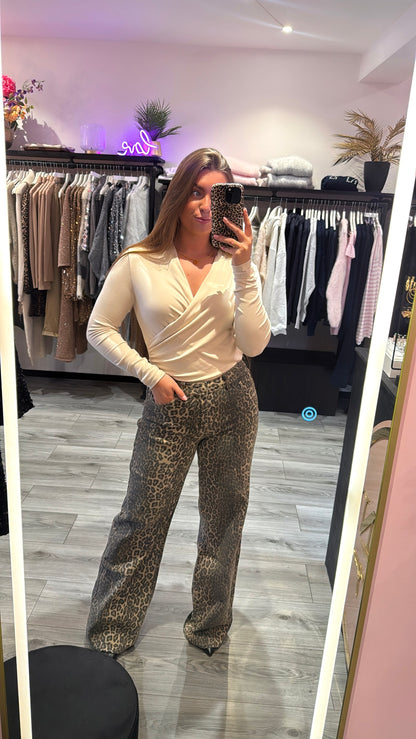 Leopard Wide Leg Jeans Long 6265
