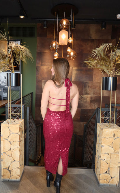 Paillet Glitter Jurk Evy Rood