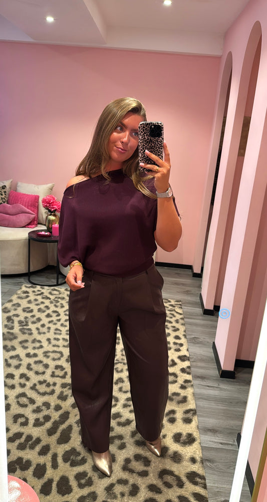Leather Balloon Broek Aubergine 7527