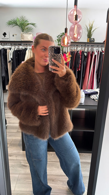 Faux Fur Jasje Bruin
