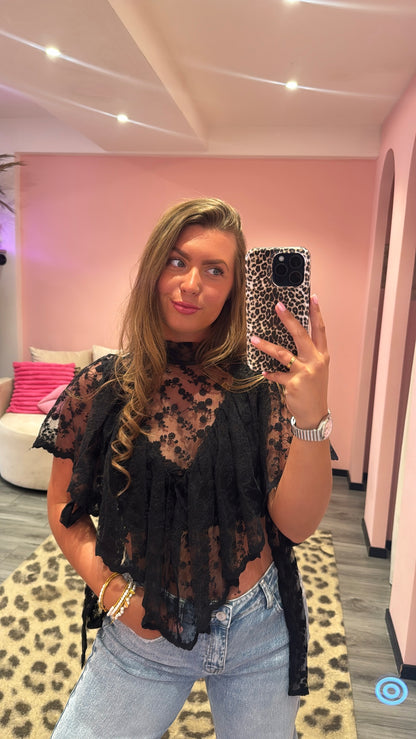 Boho Chic Lace Top Zwart