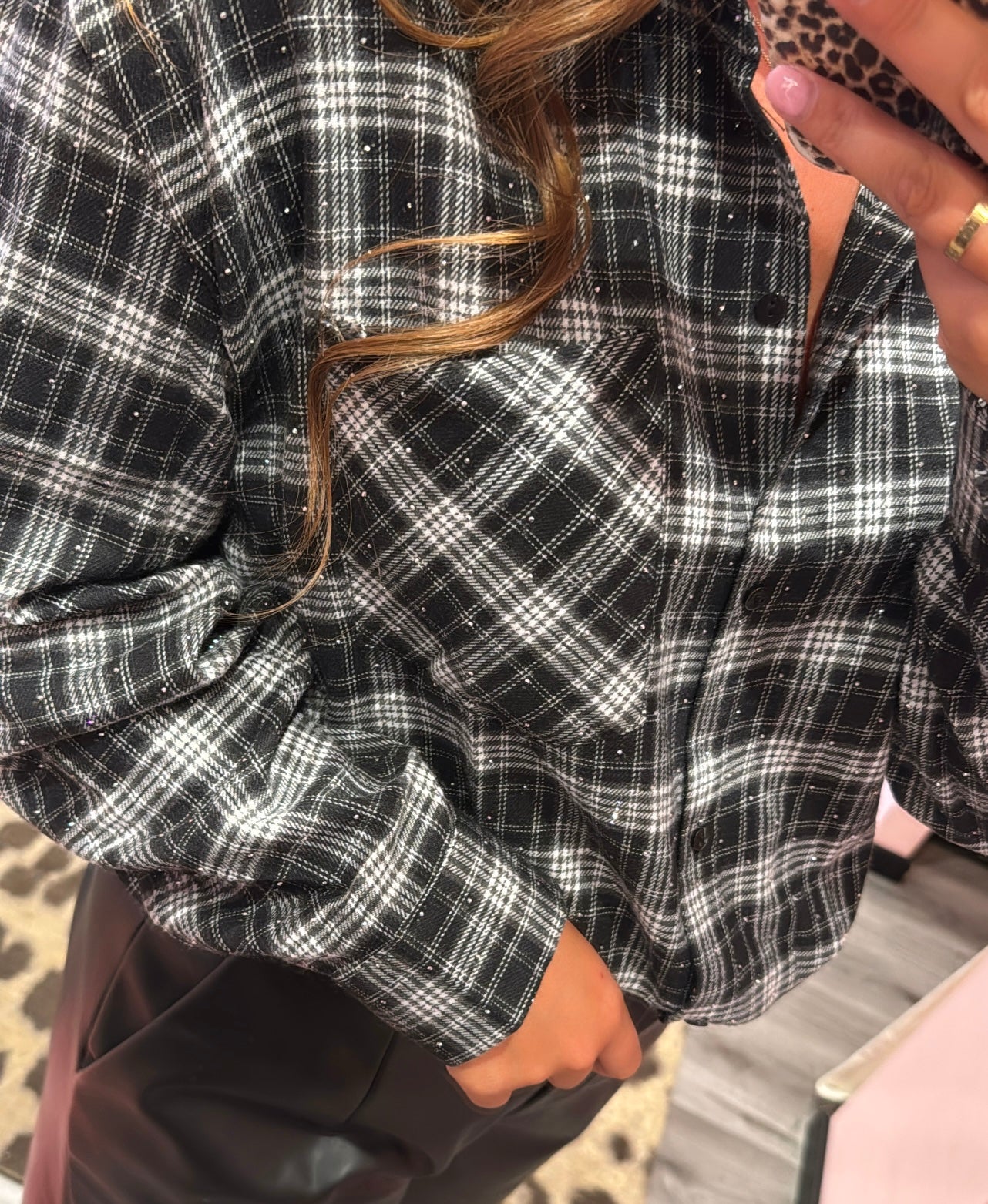 Bobby Flannel Sparkle Blouse Zwart