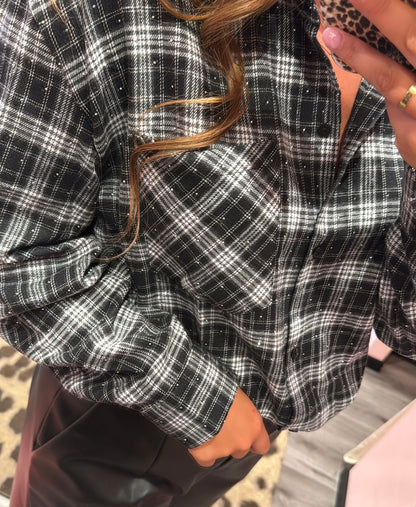 Bobby Flannel Sparkle Blouse Zwart