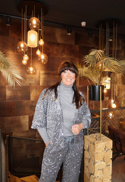 Ambika Velvet Paillet Blazer Zilver