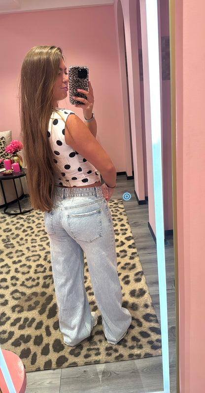 Queen Hearts Low Waist Wide Leg Jeans 3910-1