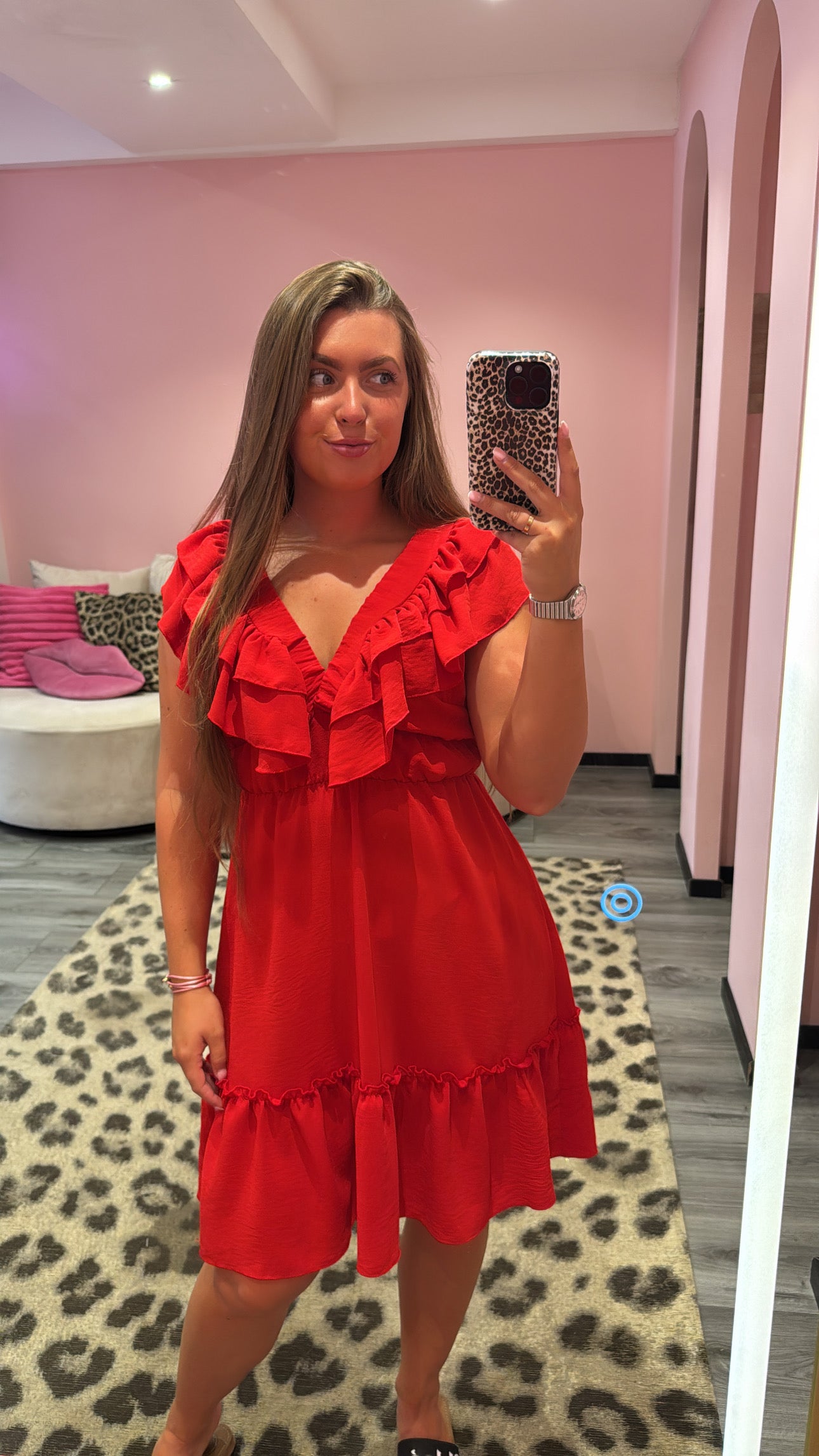 Ruffle Romance Jurkje Rood