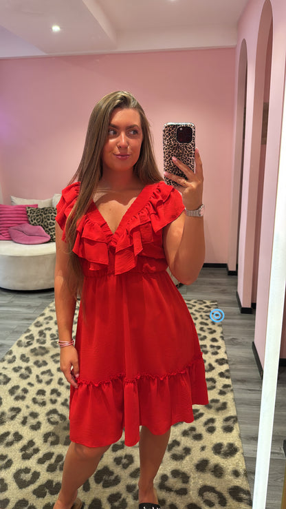 Ruffle Romance Jurkje Rood