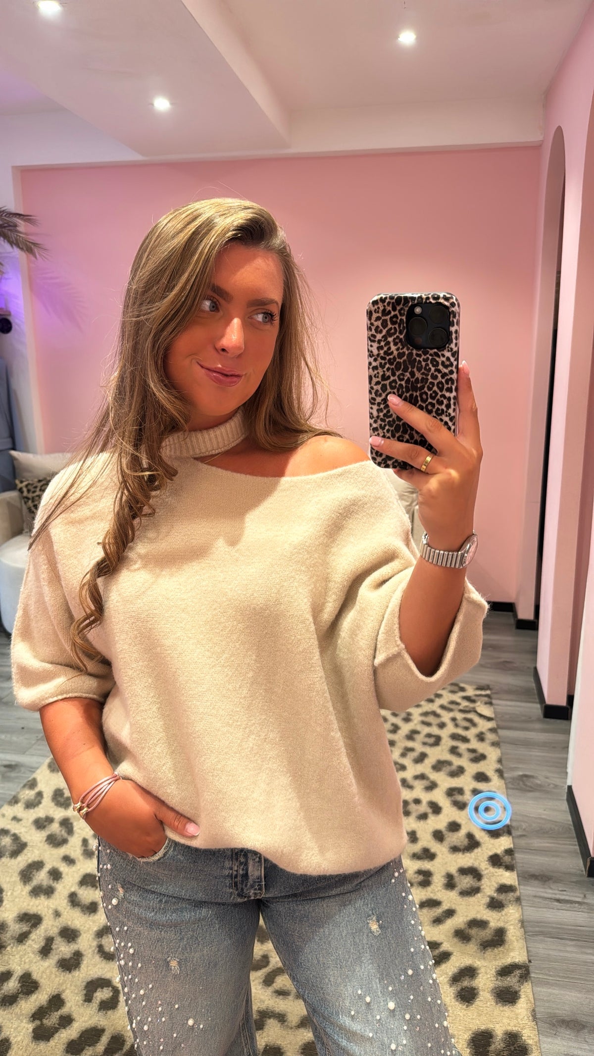 Elena Off Shoulder Knit Crème