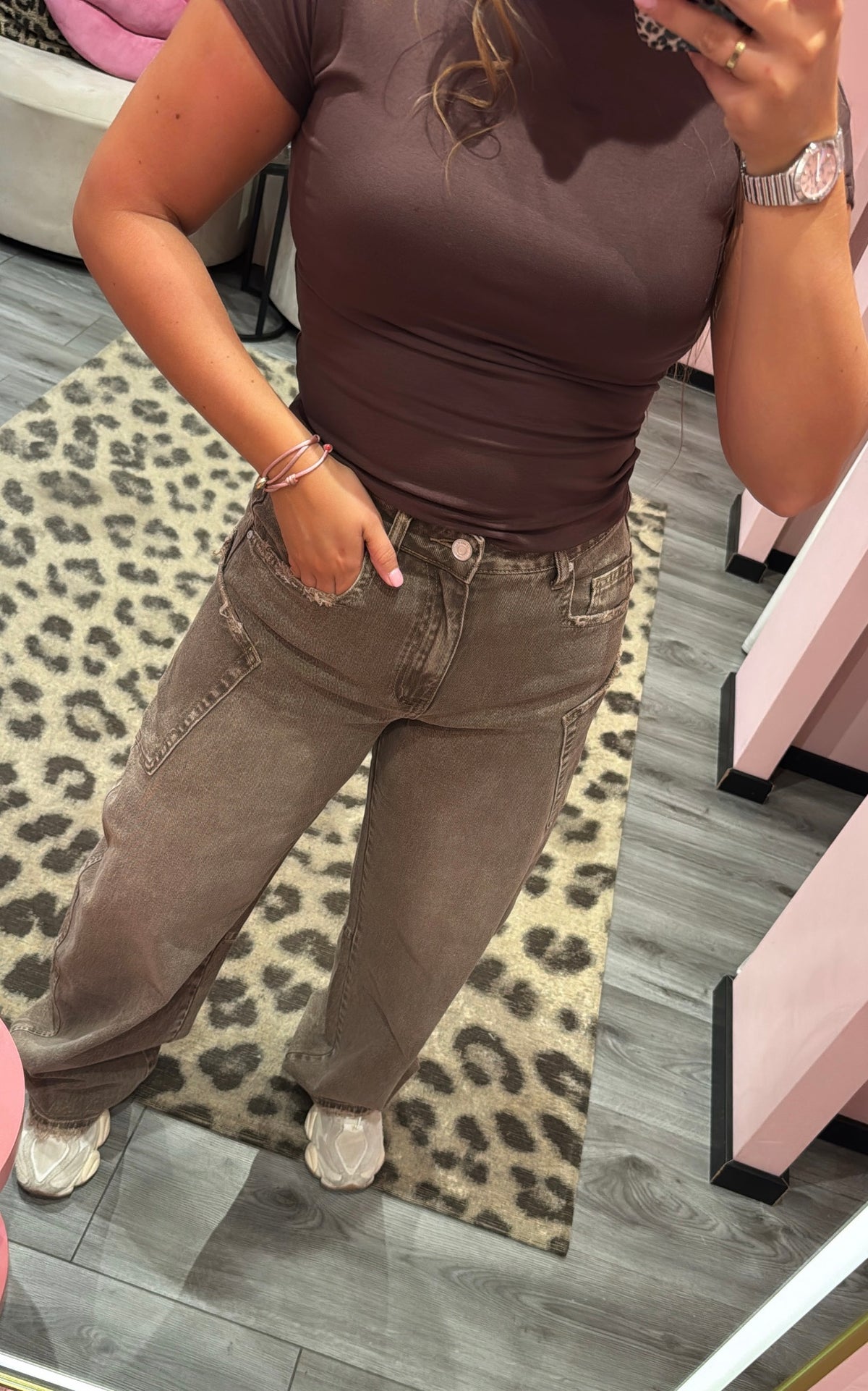 Queen Hearts Barrel/Balloon Jeans Bruin 3832-4