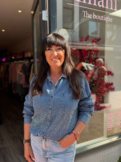 Denim Strass Blouse