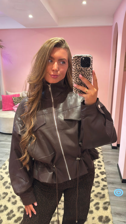 Nova Leather Jacket Bruin