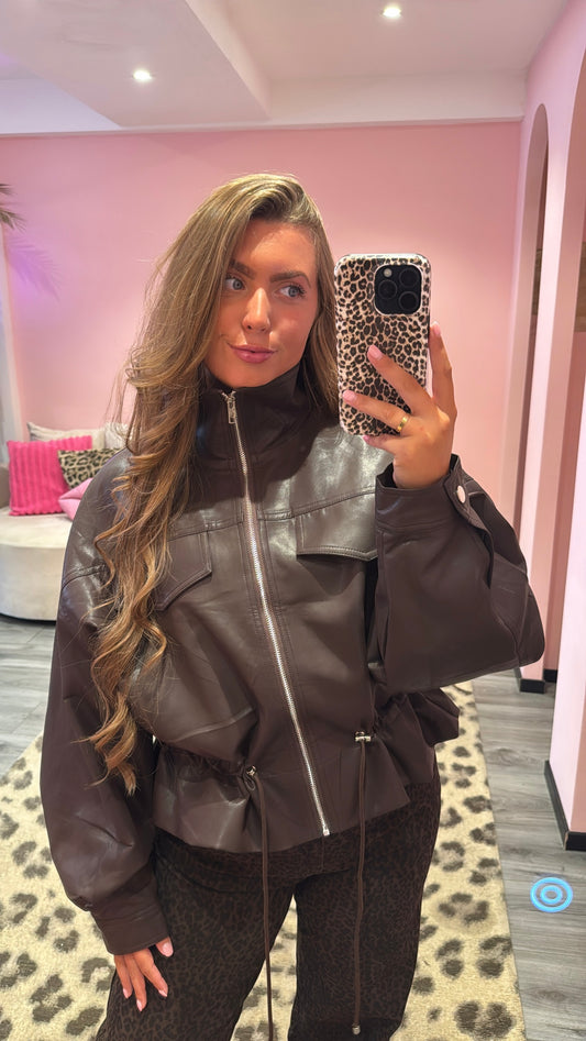 Nova Leather Jacket Bruin