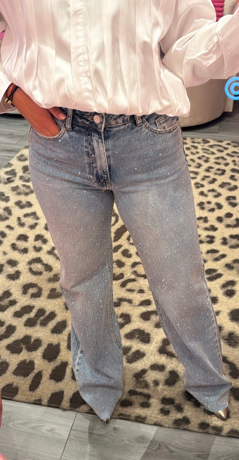 Wide Leg Jeans Queen Hearts Extra Lang 3908