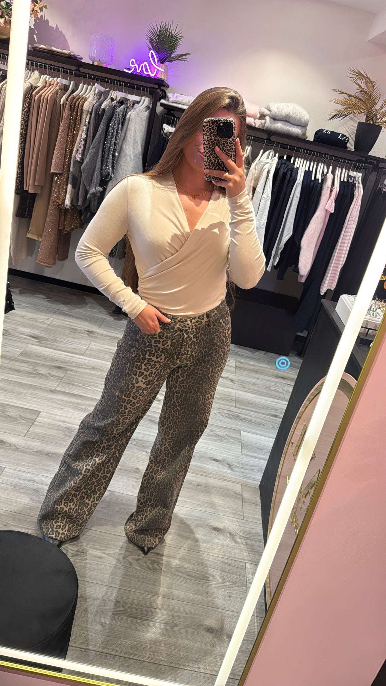 Leopard Wide Leg Jeans Long 6265