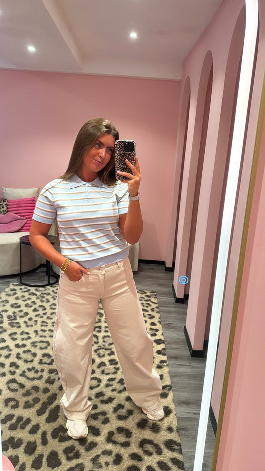 Queen Hearts Barrel/Balloon Jeans Beige