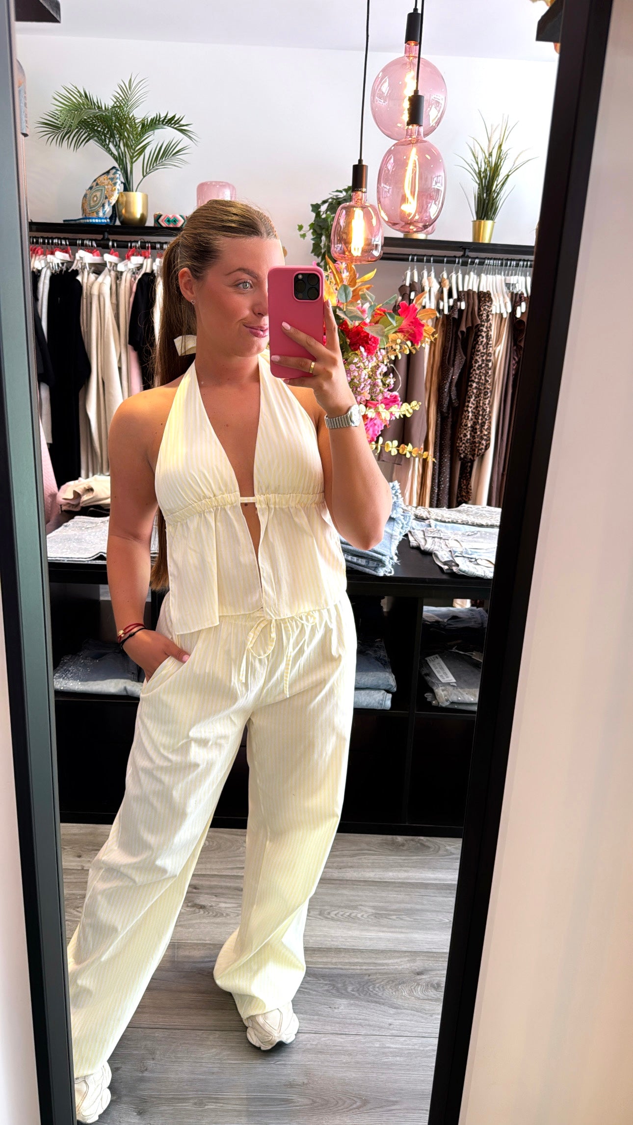 Striped Set Halter Geel