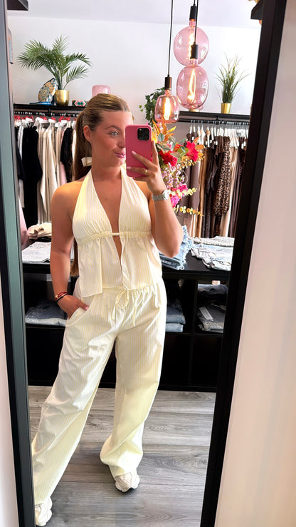 Striped Set Halter Geel