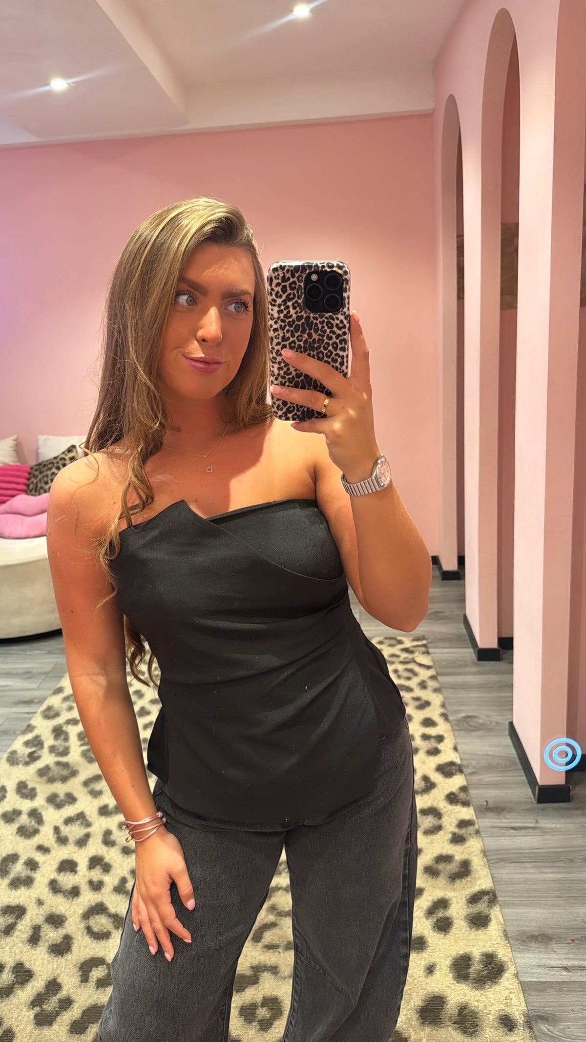 Glamour Strapless Top Zwart Strass