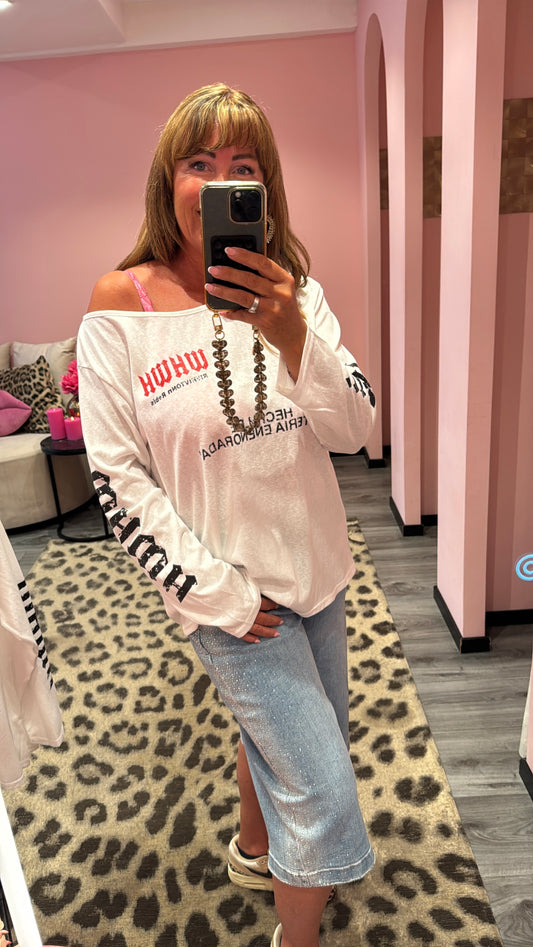 Off Shoulder Longsleeve Wit